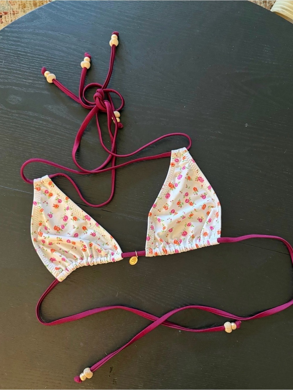 Women’s Kulani Kini Rosie Posie Triangle Halter Bikini Top Swimsuit